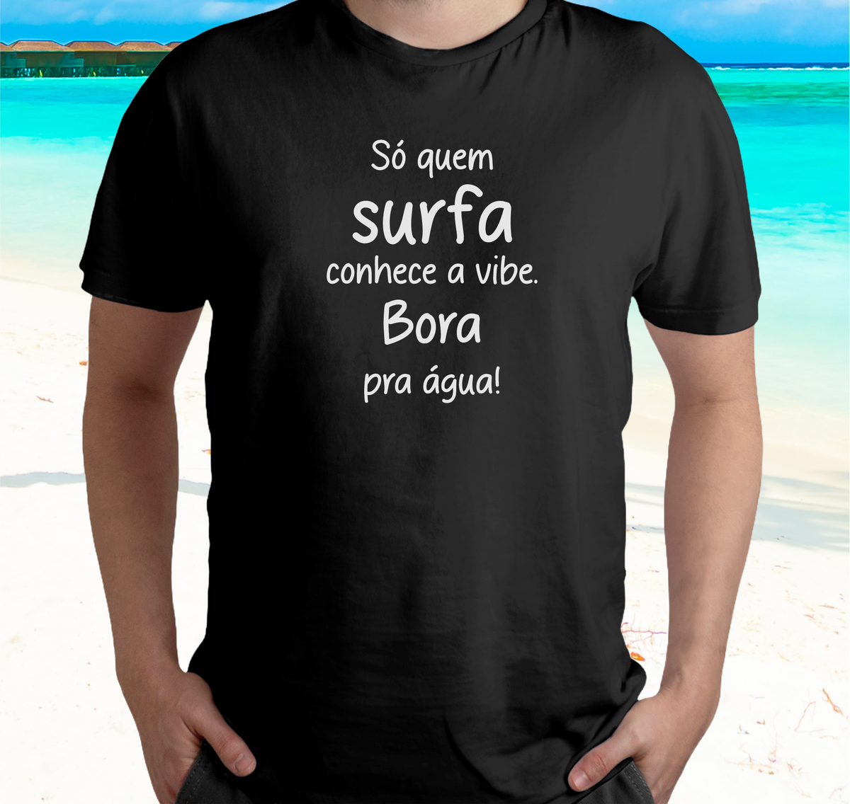 Nome do produto: Camiseta Frase Surf Bora pra Água - Color - Ref 402