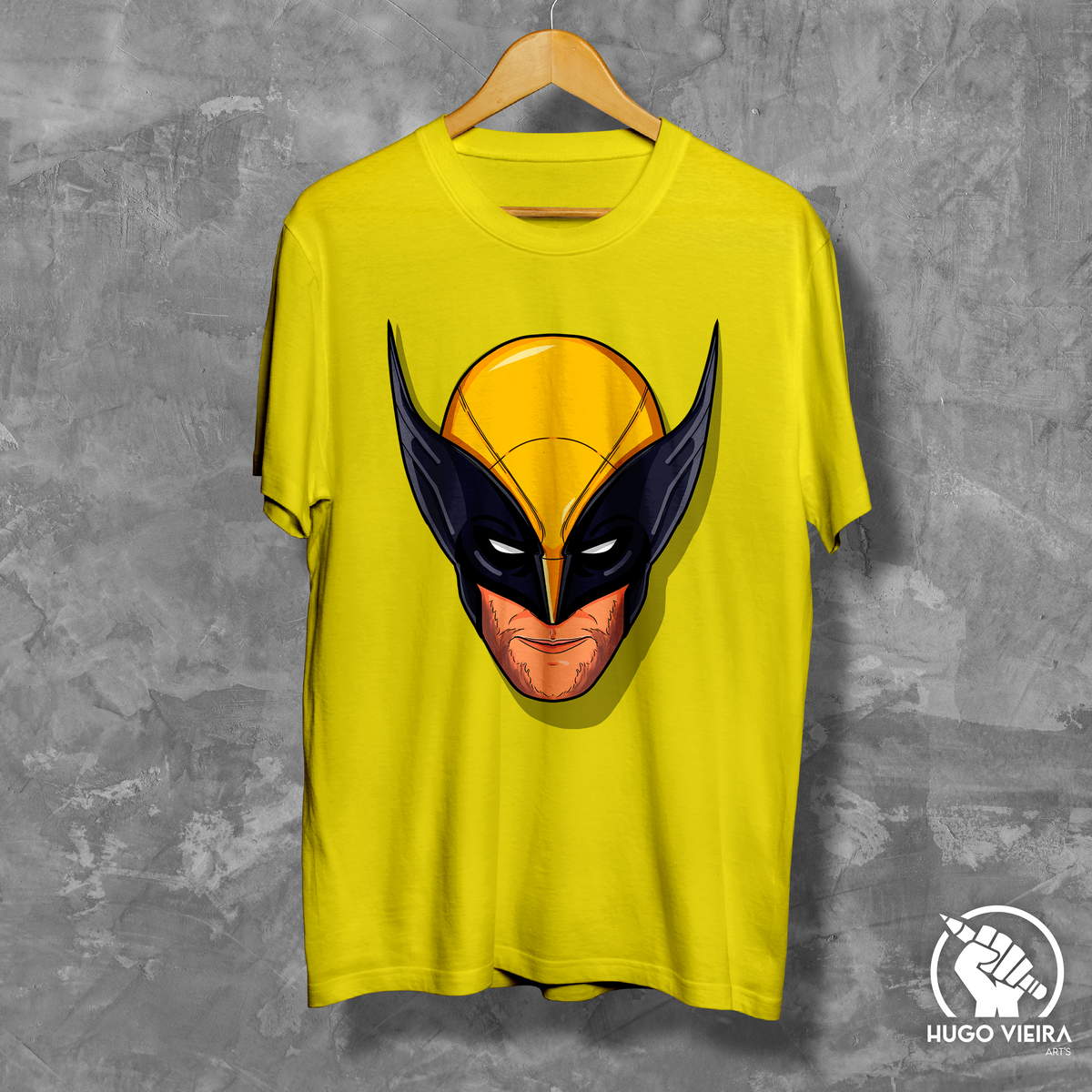 Nome do produto: Camiseta - Cabeça Wolverine - Amarela | Hugo Vieira Arts