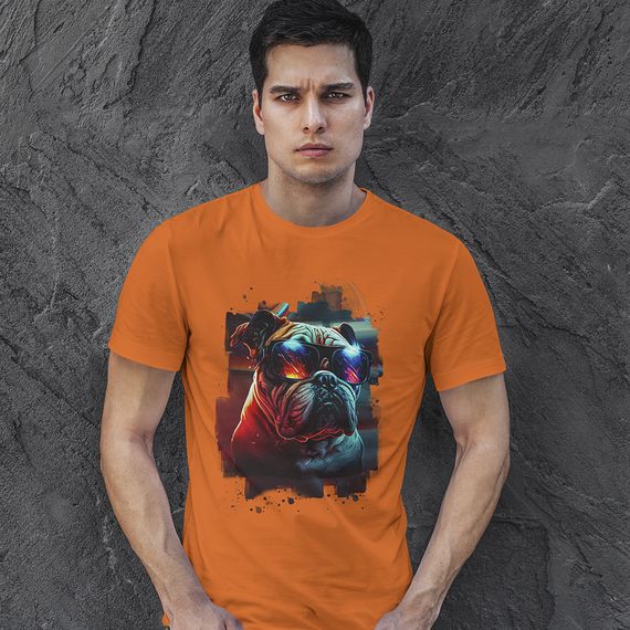 Camiseta Masculina -Bulldog óculos escuros