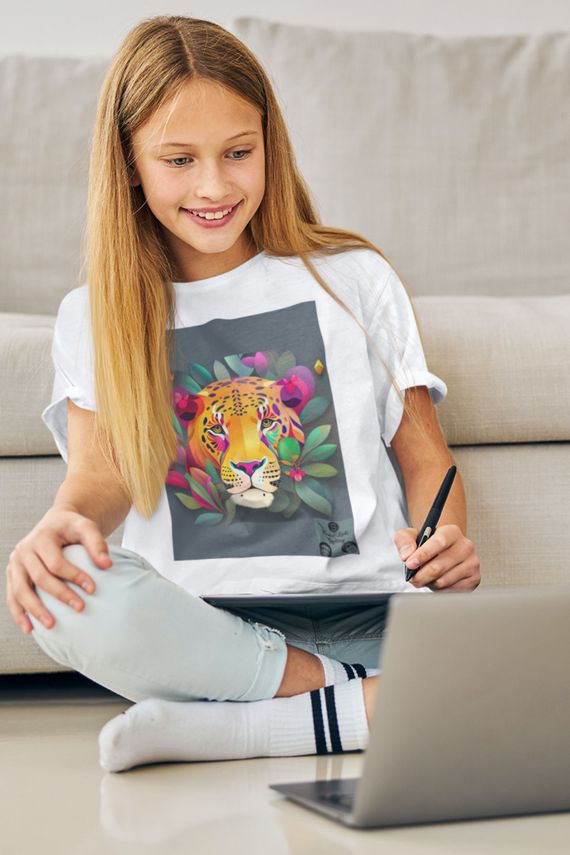 Camiseta T-Shirt Quality Infantil -  10 a 14 anos - Face do Jaguar #01/14