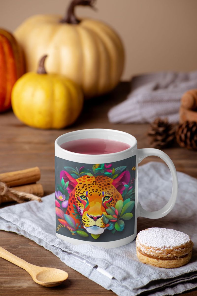 Nome do produto: Caneca Face do Jaguar 04/04# (Lado 2 Laranja)