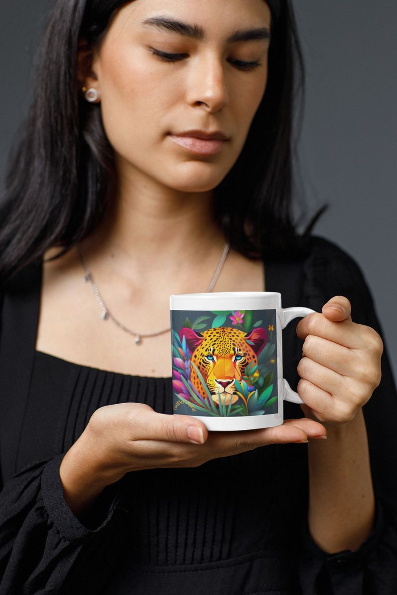 Nome do produto: Caneca Face do Jaguar 02/04# (Lado cor amarelo)