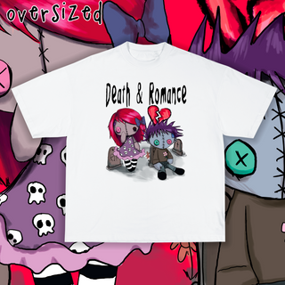 Nome do produtoCamiseta Oversized Branca 'DEATH & ROMANCE'