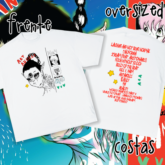 Camiseta Oversized Frente e Costas 'GRIMES - ART ANGELS'