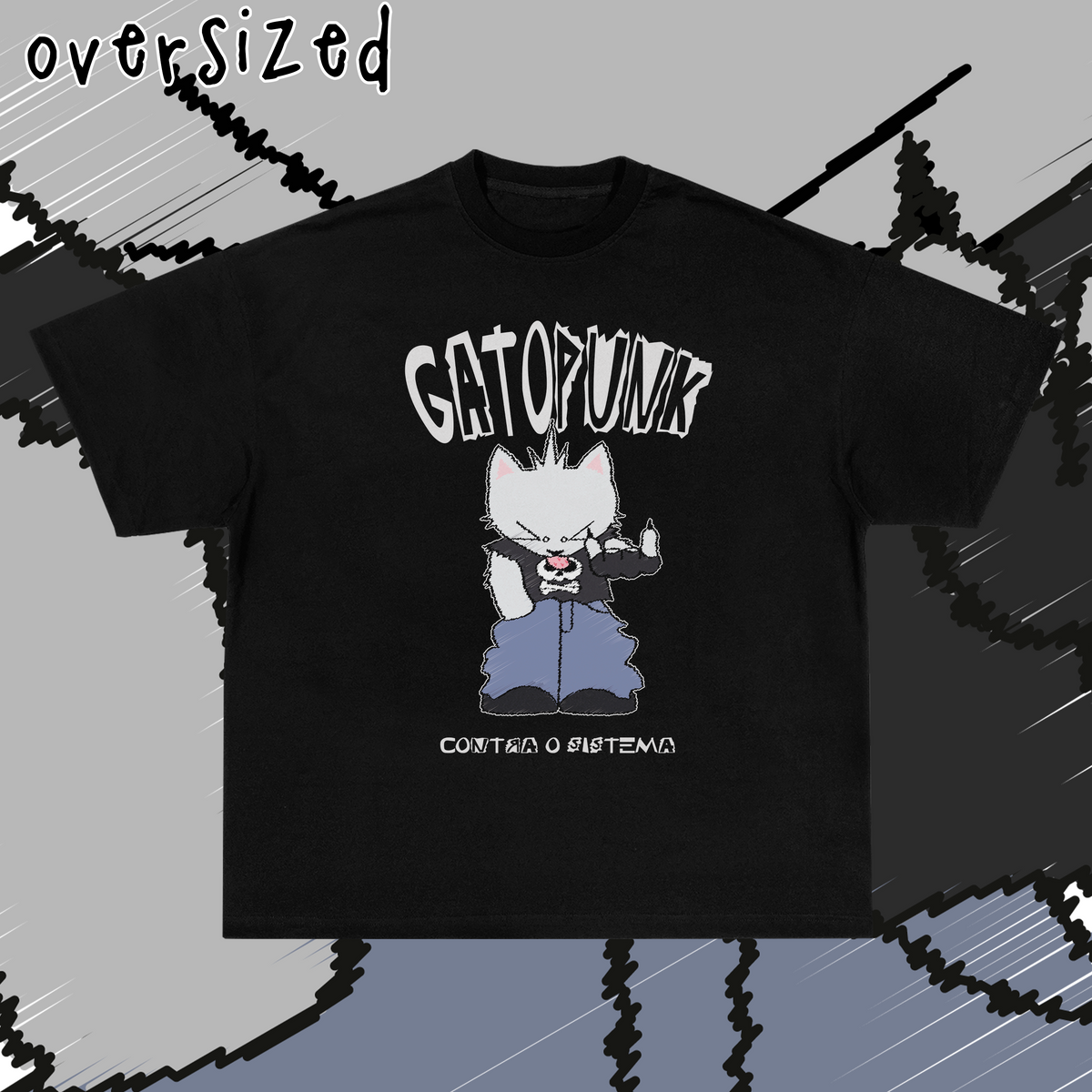 Nome do produto: Camiseta Oversized \'gatopunk\'