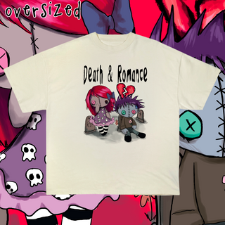 Nome do produtoCamiseta Oversized Branca 'DEATH & ROMANCE'