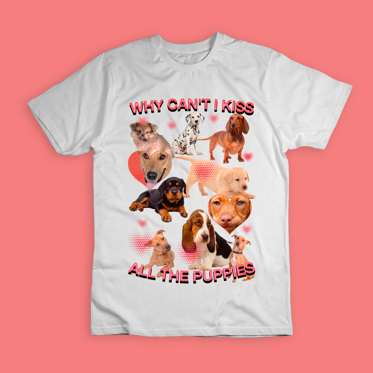 Nome do produto: Camiseta \'WHY CA\'NT I KISS ALL THE PUPPIES\'
