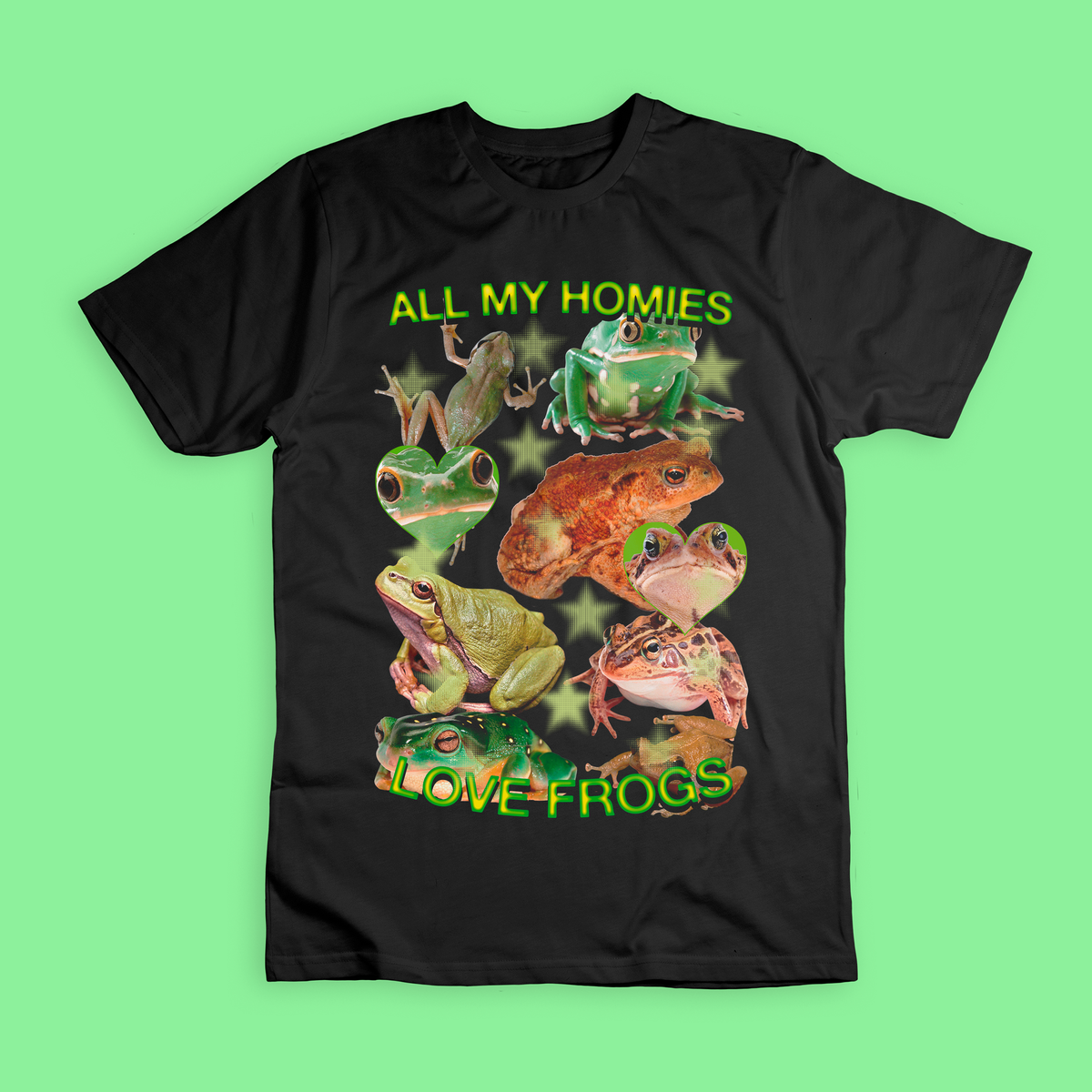Nome do produto: Camiseta \'ALL MY HOMIES LOVE FROGS\' 