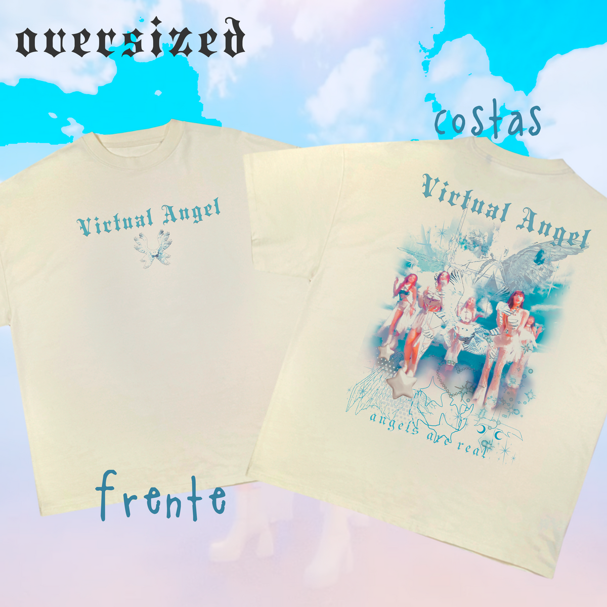 Nome do produto: Camiseta Oversized Frente e Costas \'ARTMS - VIRTUAL ANGEL\'