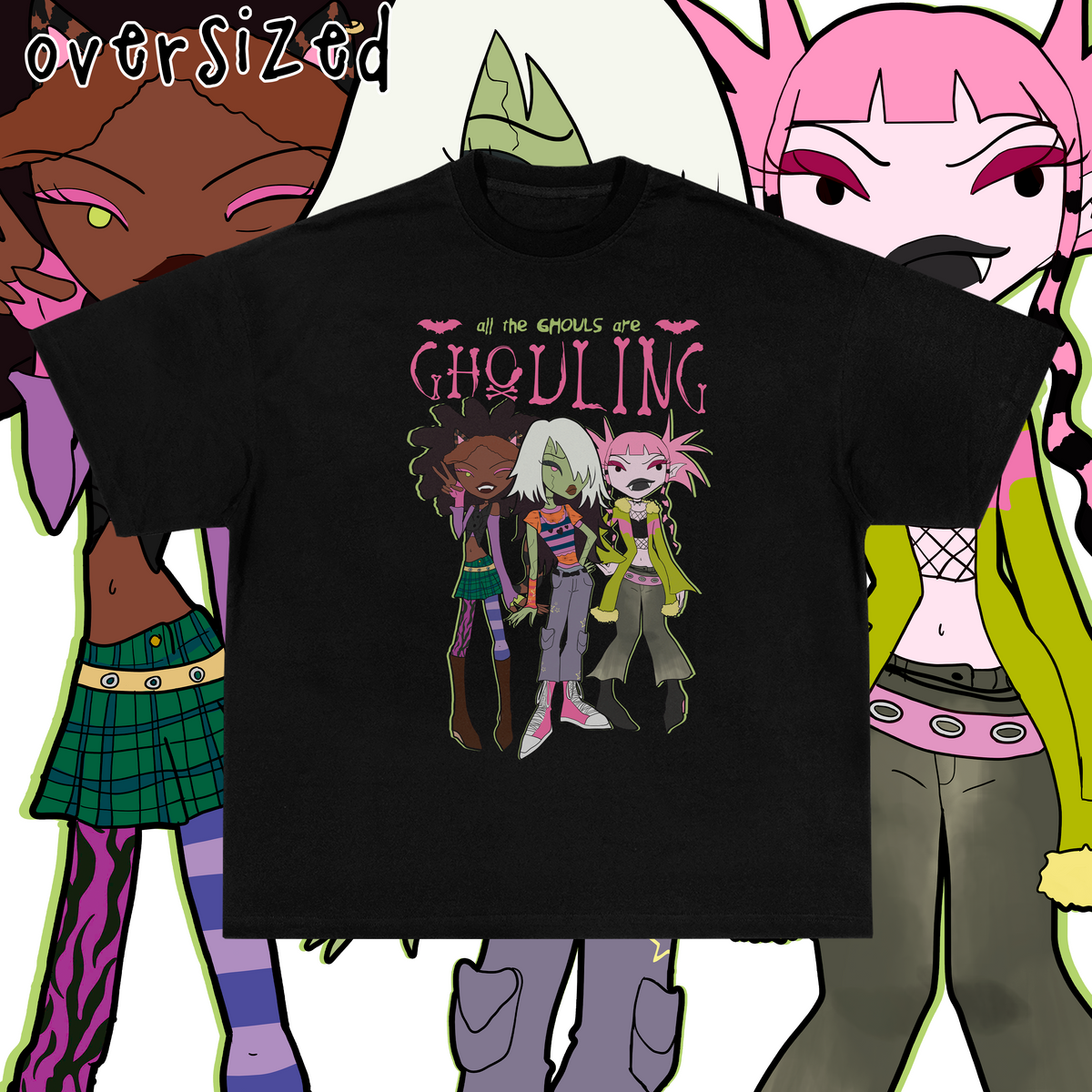 Nome do produto: Camiseta Oversized \'ALL THE GHOULS ARE GHOULING\'