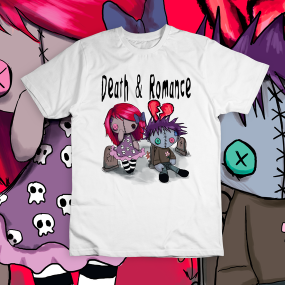 Camiseta Branca 'DEATH & ROMANCE'