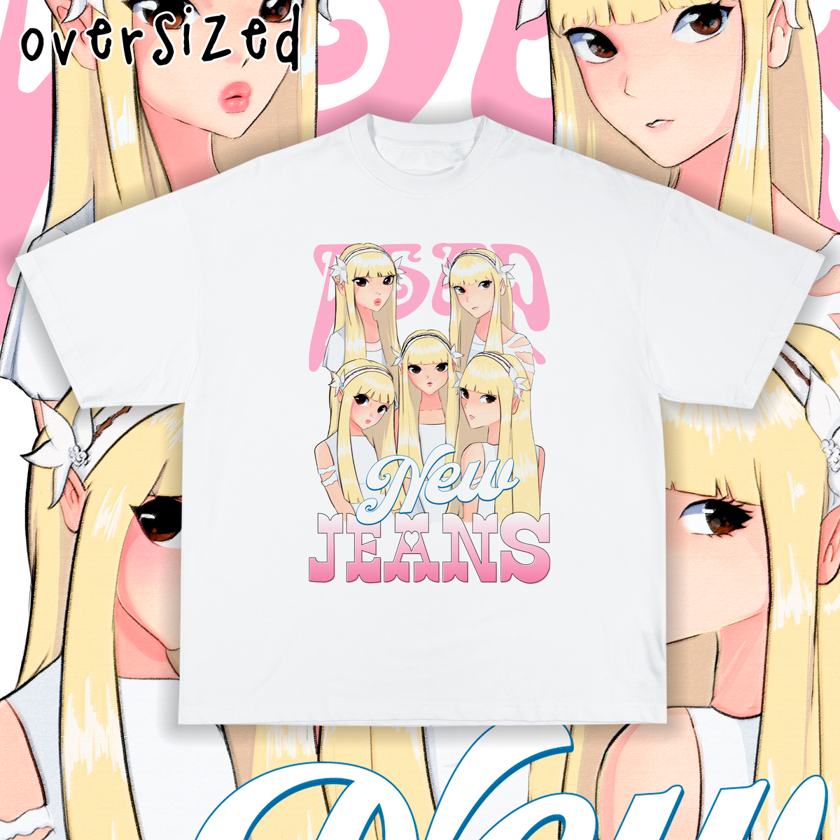 Nome do produto: Camiseta Oversized \'NEWJEANS - ASAP (Versão Anime)\'