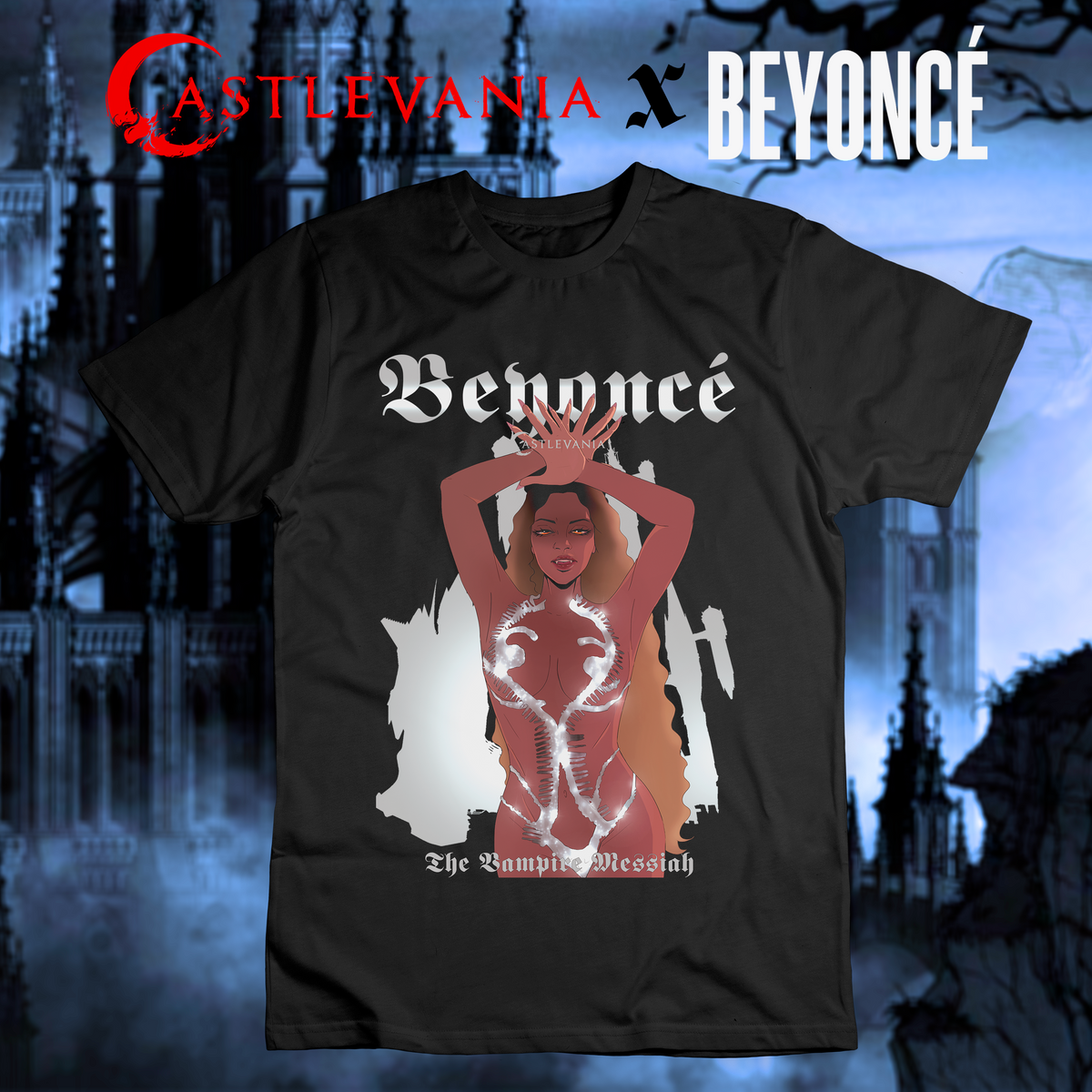 Nome do produto: Camiseta \'BEYONCÉ X CASTLEVANIA - THE VAMPIRE MESSIAH\'