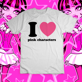 Nome do produtoCamiseta 'I LOVE PINK CHARACTERS'