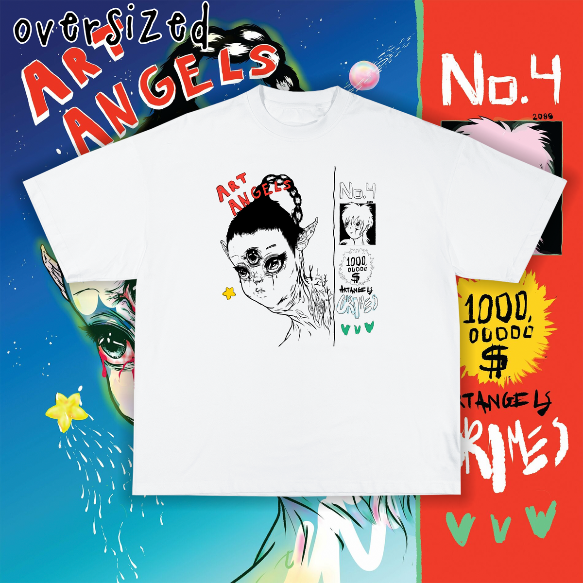 Nome do produto: Camiseta Oversized \'GRIMES - ART ANGELS\'