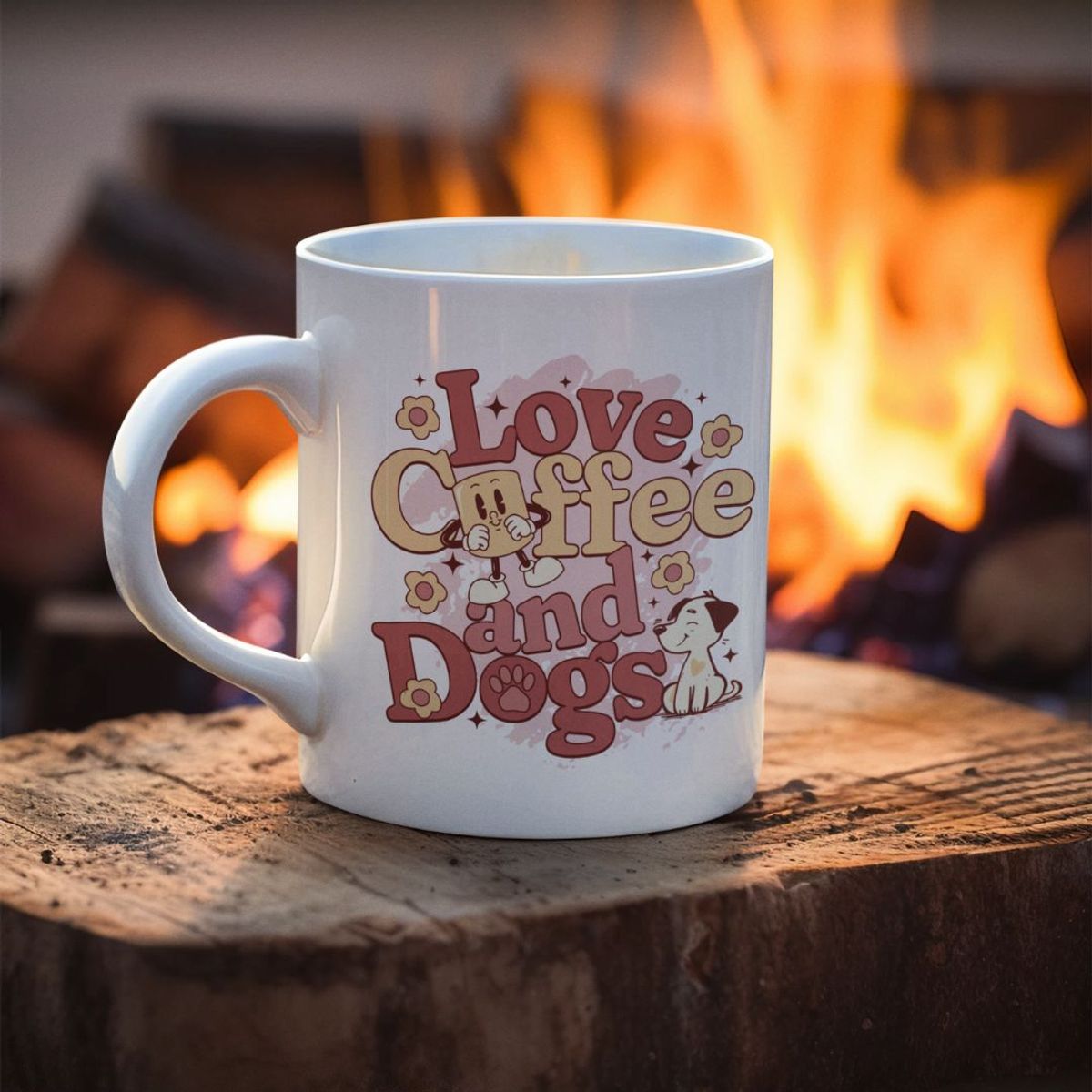 Nome do produto: caneca - love, coffe and dogs