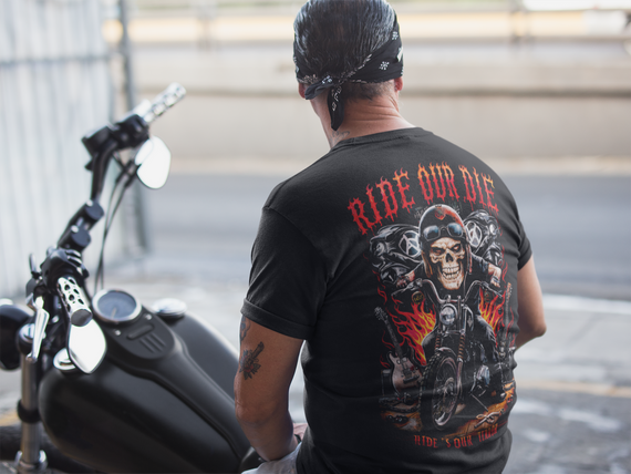 T-SHIRT QUALITY FRENTE COSTAS RIDE OUR DIE