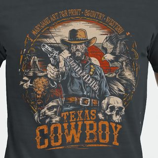 Nome do produtoT-SHIRT ESTONADA TEXAS COWBOY PISTOL