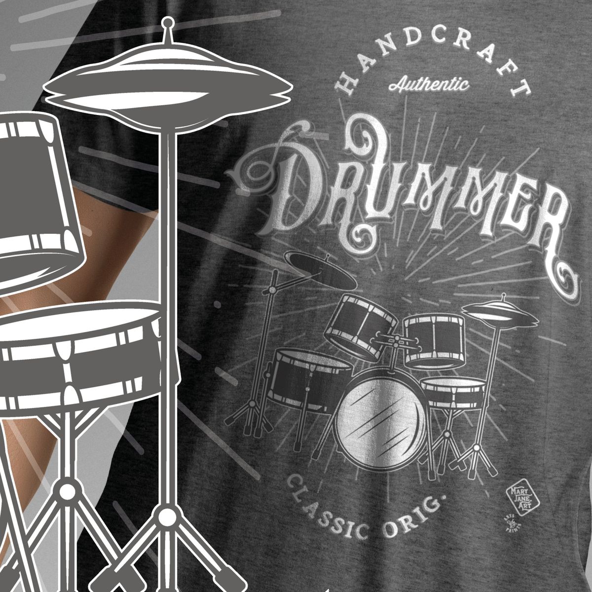 Nome do produto: TSHIRT GARAGE BAND DRUMMER