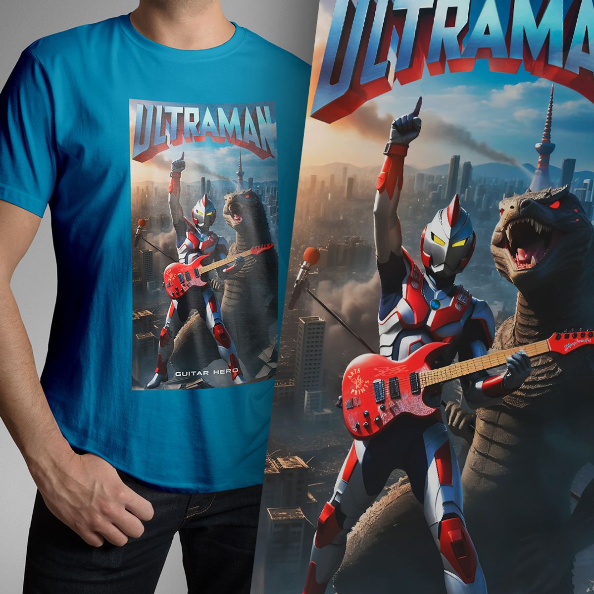 Nome do produto: T-SHIRT ULTRAMAN GUITAR HERO