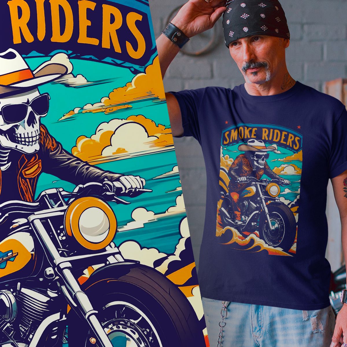 Nome do produto: T-SHIRT SMOKE RIDERS CLASSIC BIKER