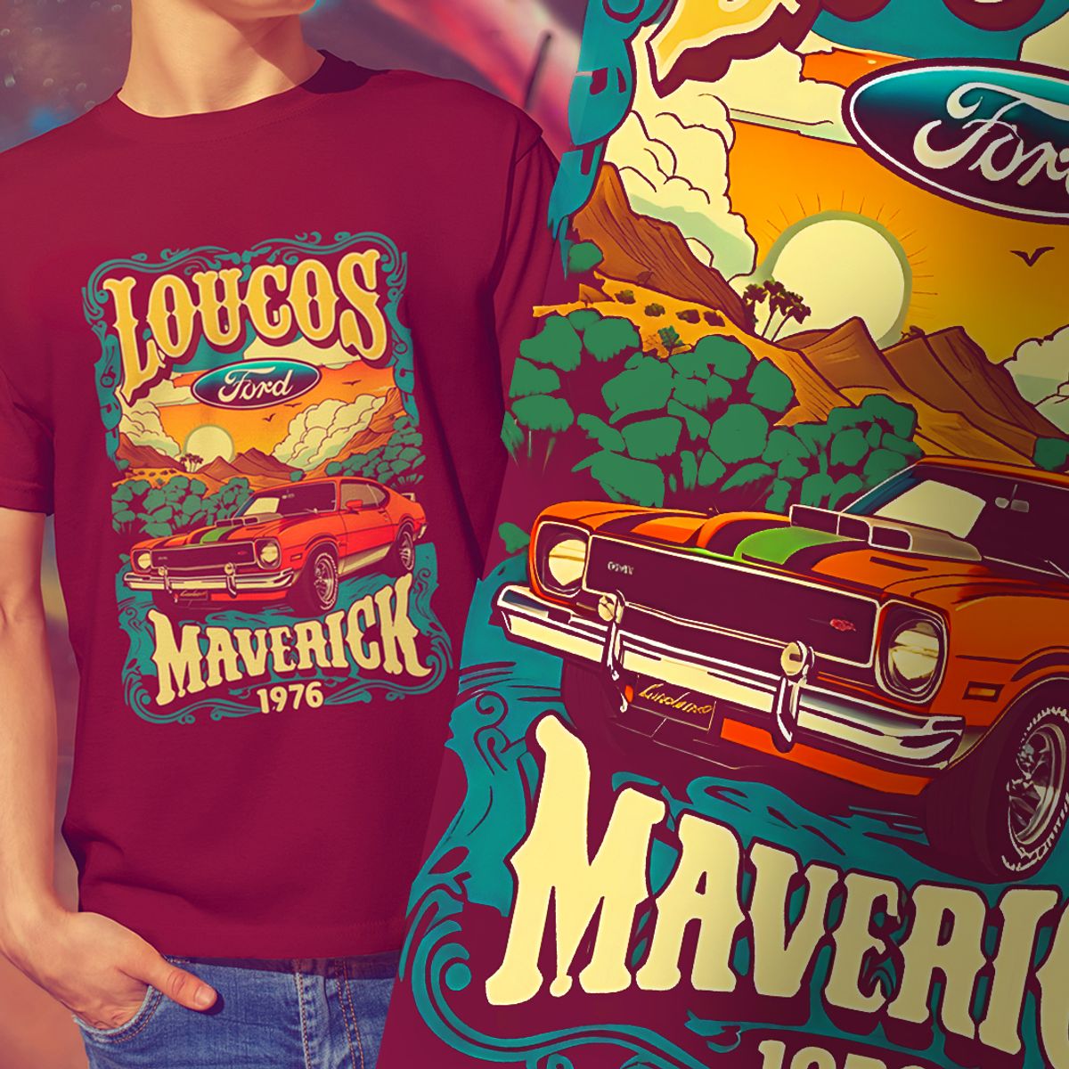 Nome do produto: T-SHIRT OLD CARS CLASSIC MAVERICK