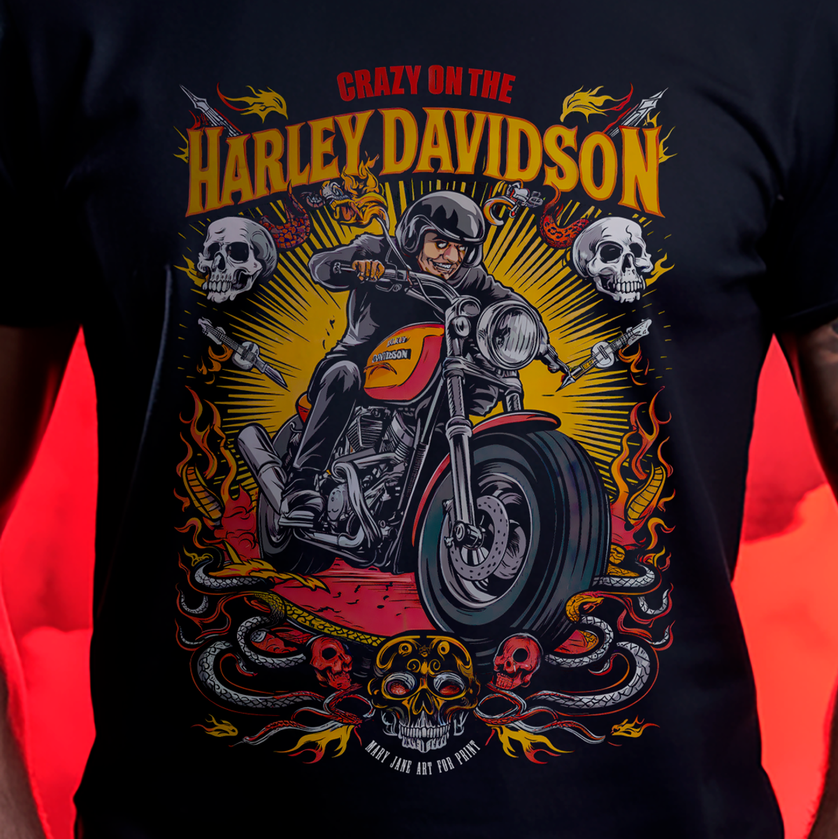 Nome do produto: T-SHIRT PRIME CRAZY ON THE HARLEY