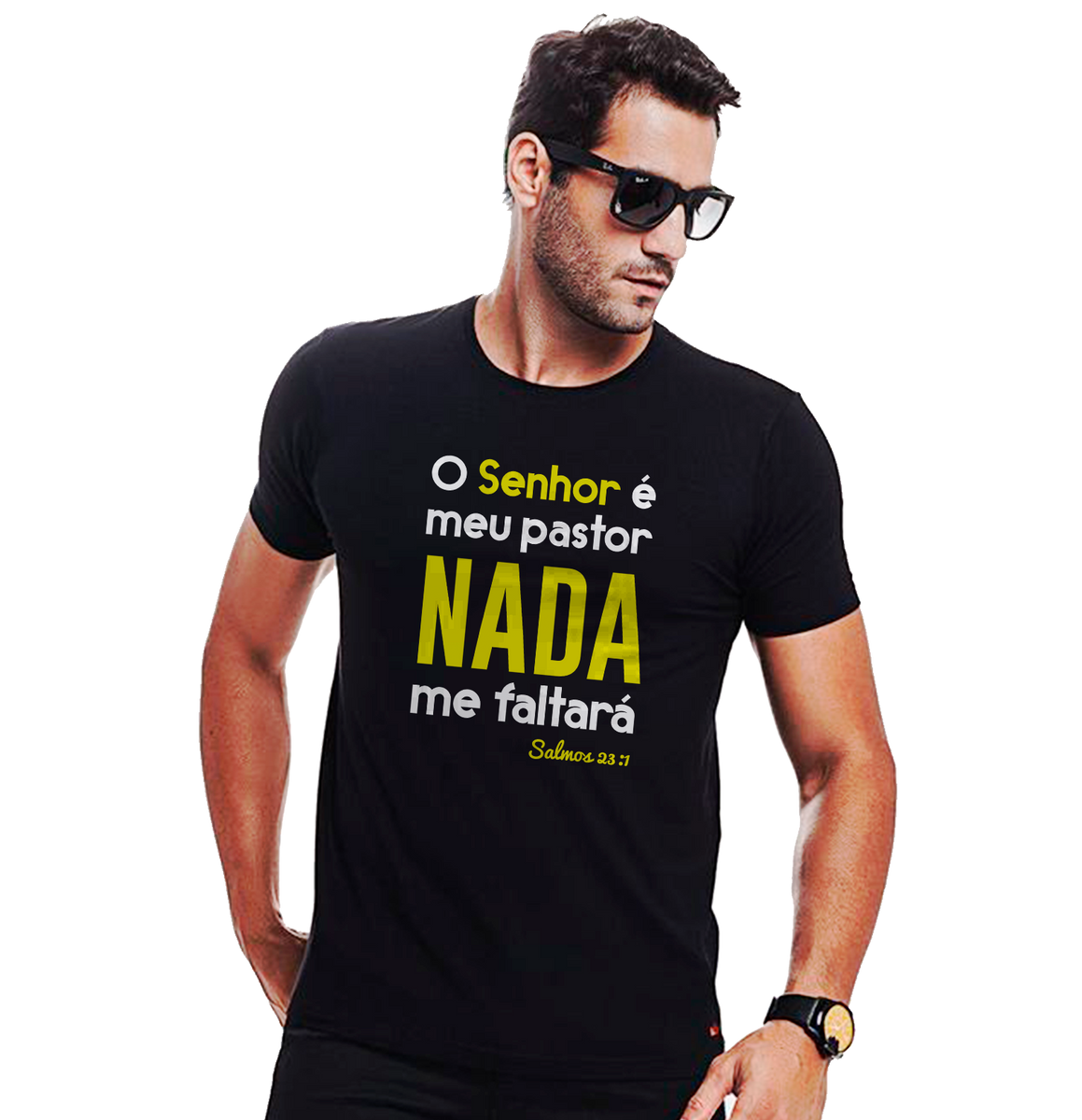 Nome do produto: Camiseta Personalizada Cristã - Salmos 23 / Unissex