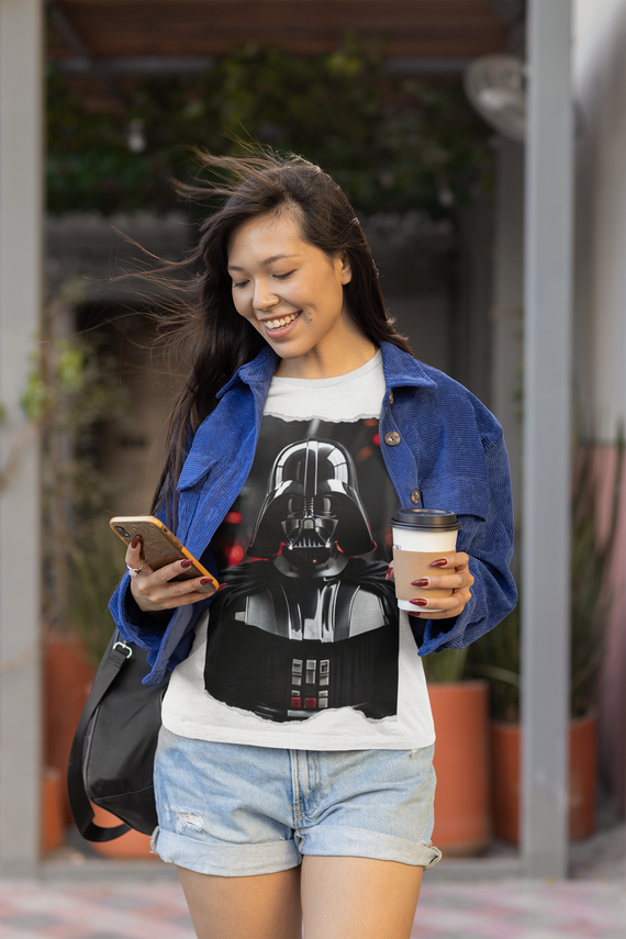 Camiseta feminina baby look Darth Vader