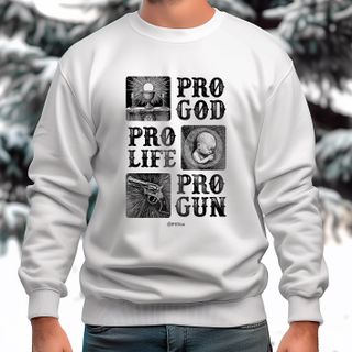 Nome do produtoPro God, life, gun (moletom)