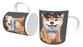 Nome do produtoCaneca Akita Filhote de Óculos e Gravatinha