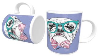 Caneca Bulldog Inglês de Óculos e Gravatinha