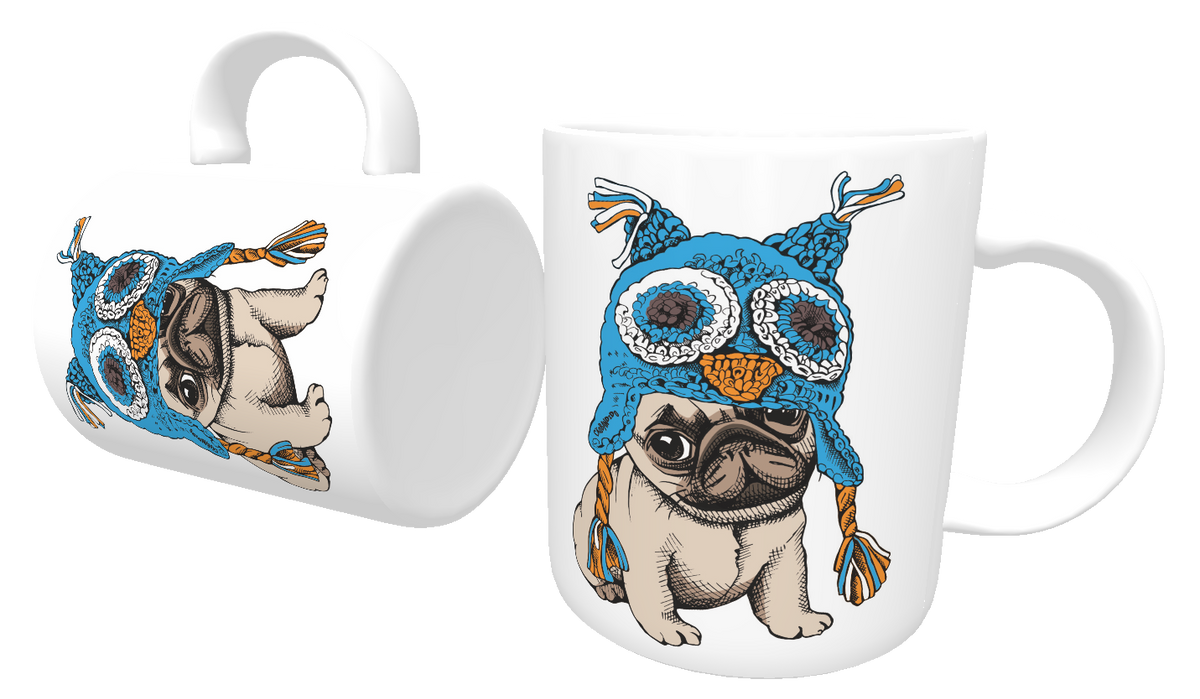 Nome do produto: Caneca Cachorro Pug Coruja