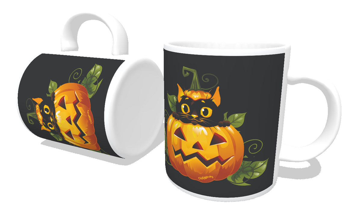 Nome do produto: Caneca Gato Preto Halloween