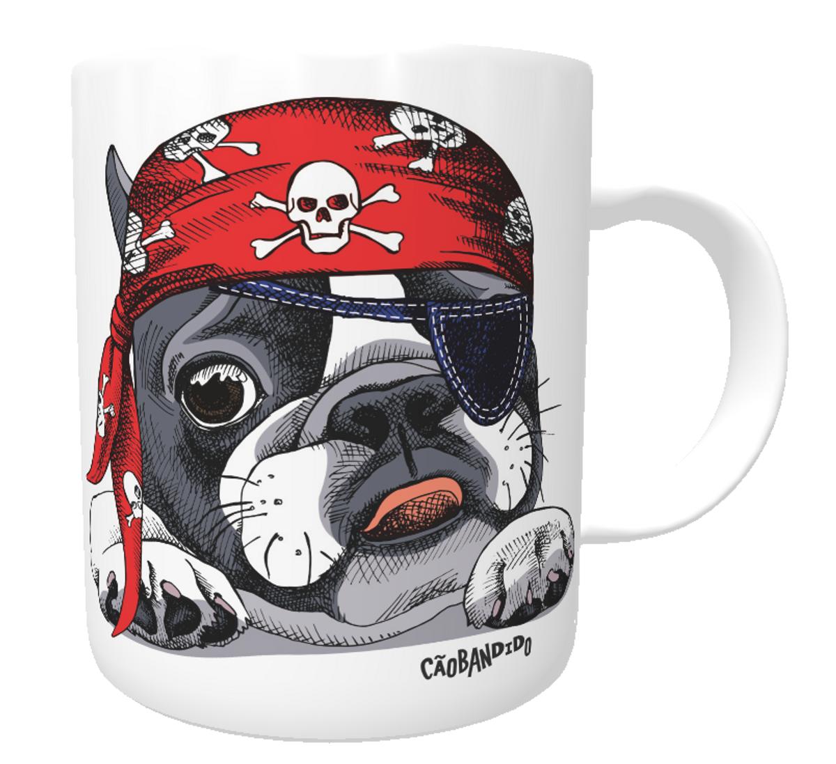 Nome do produto: Caneca Bulldog Francês Pirata