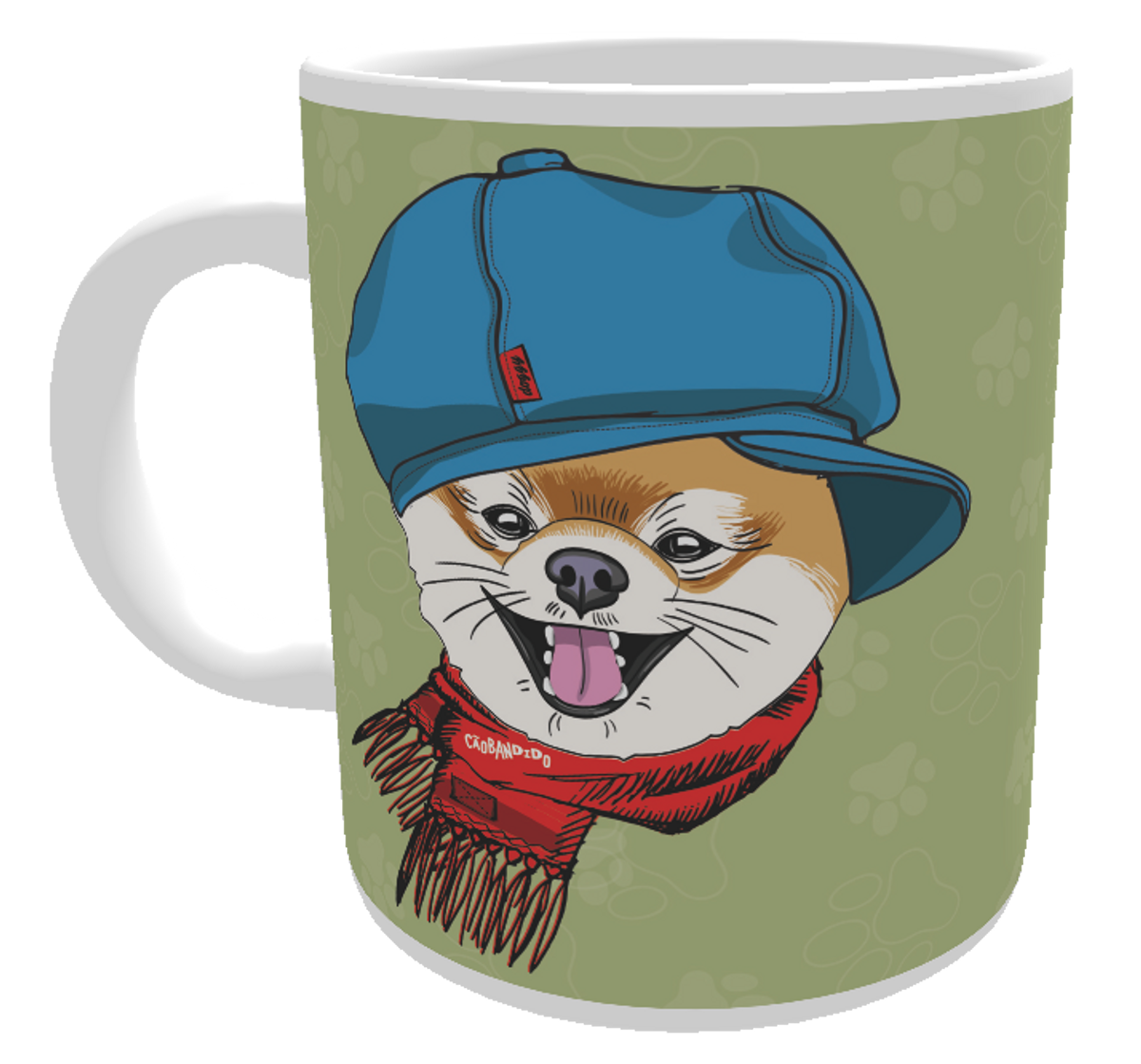 Nome do produto: Caneca Spitz Alemão de Boina e Cachecol