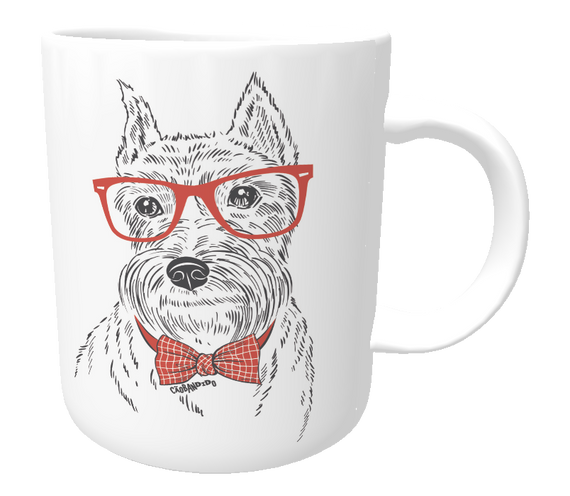 Caneca Schnauzer de Óculos e Gravatinha