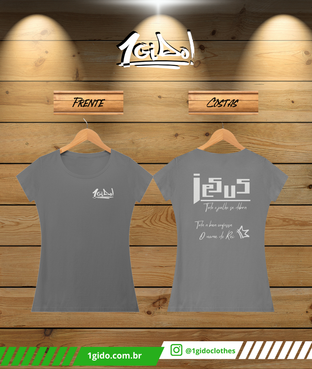 Nome do produto: T-SHIRT Estonada 1Gido - Fem | Estampa Costas - Jesus [Colors]