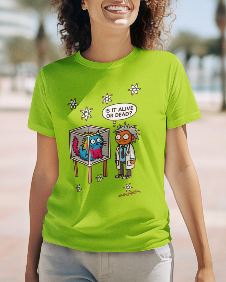 Nome do produto: Camiseta Modelo Baby Long Sport Dry UV Schrödinger\'s Cat: Alive or Dead?