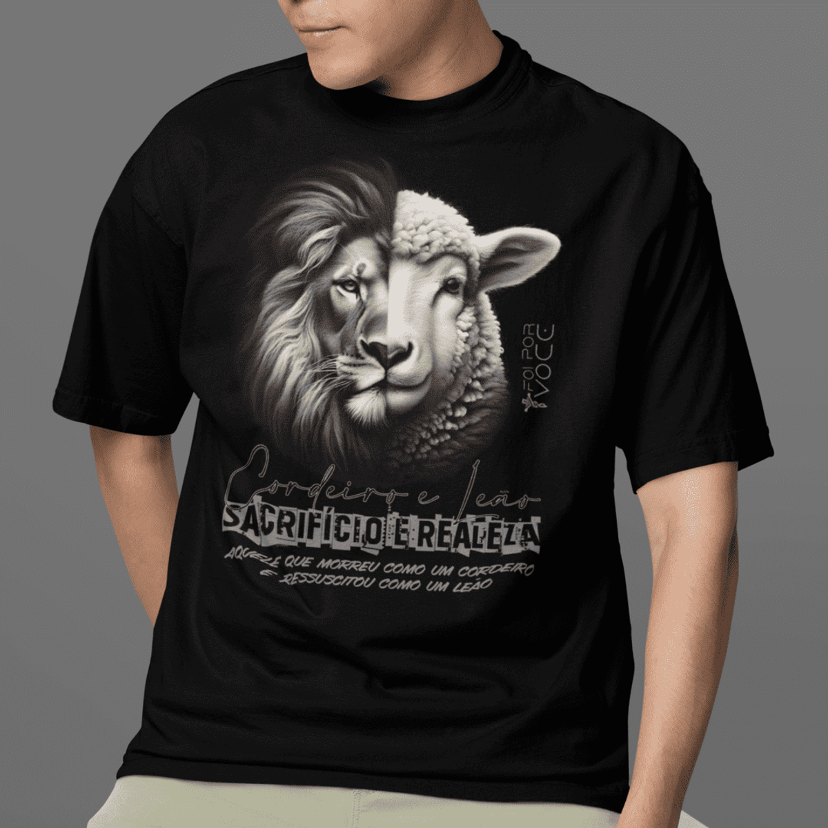 Nome do produto: CAMISETA Cordeiro e Leão - (Camiseta Masculina)