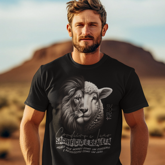 CAMISETA Cordeiro e Leão - (Pima T-shirt) (Camiseta Masculina)