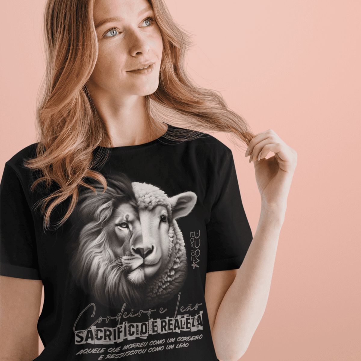 Nome do produto: CAMISETA Cordeiro e Leão - (Camiseta Feminina)