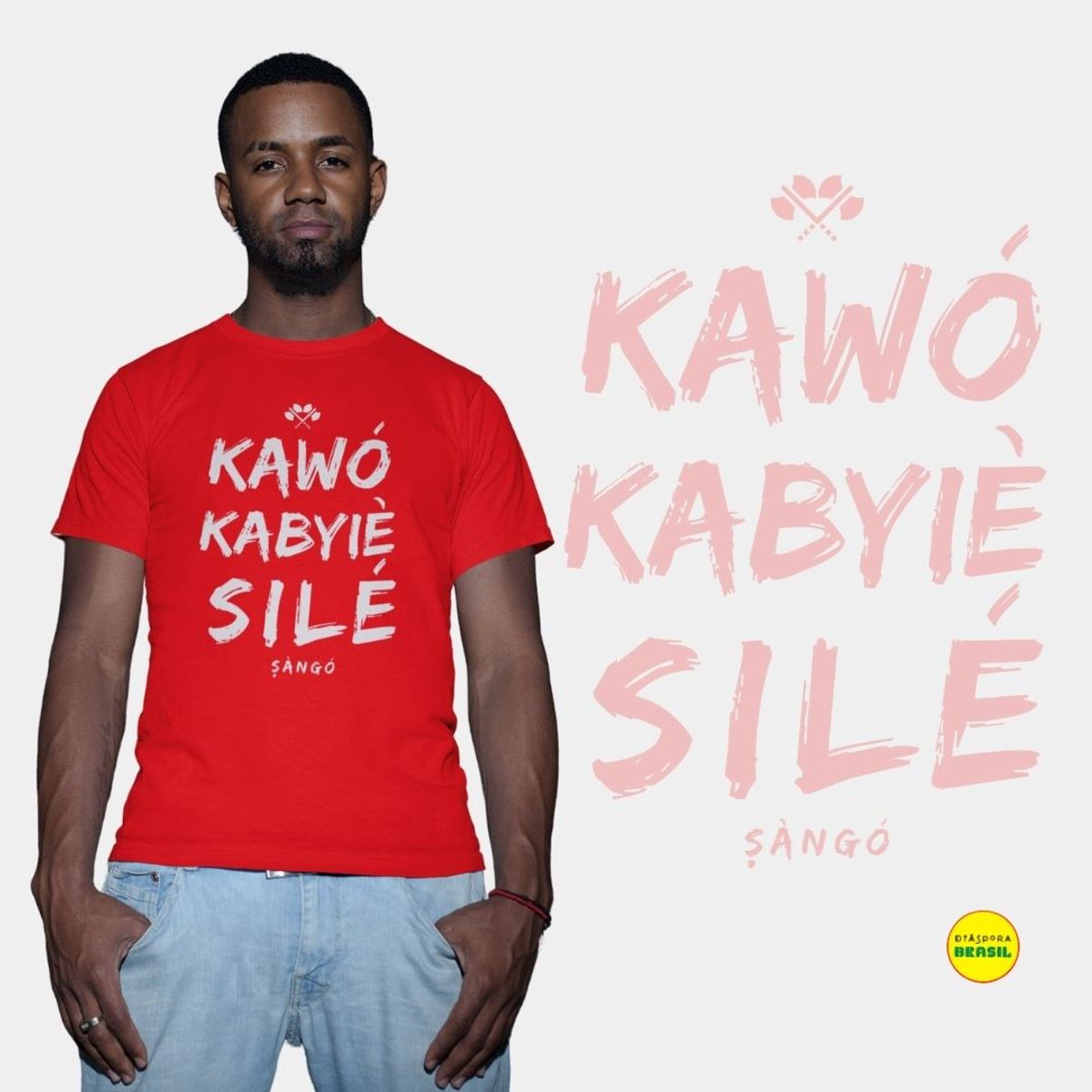 Nome do produto: Camiseta Orixá Xangô Saudação Kawó Kabiyesi Le Sàngó -100% Algodão Fio 30.1