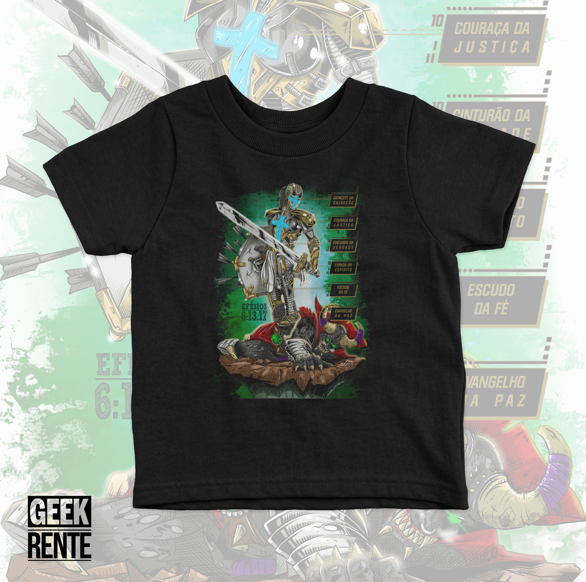 Nome do produto: Camiseta Infantil ARMADURA DE DEUS