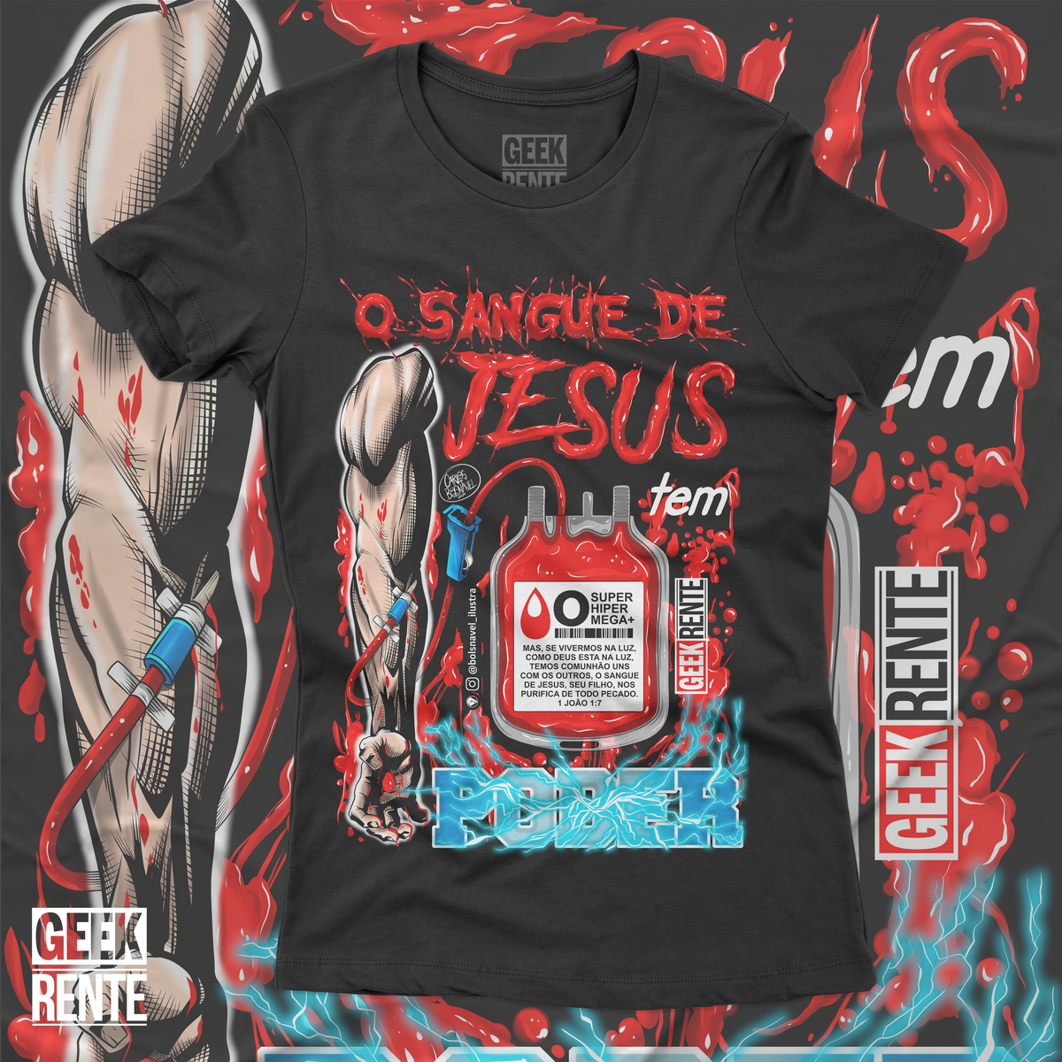 Nome do produto: Camiseta Feminina O SANGUE DE JESUS TEM PODER