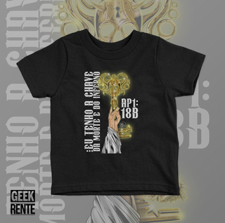 Camiseta Infantil - Apocalipse 1:18B - Eu tenho a chave da morte e do inferno