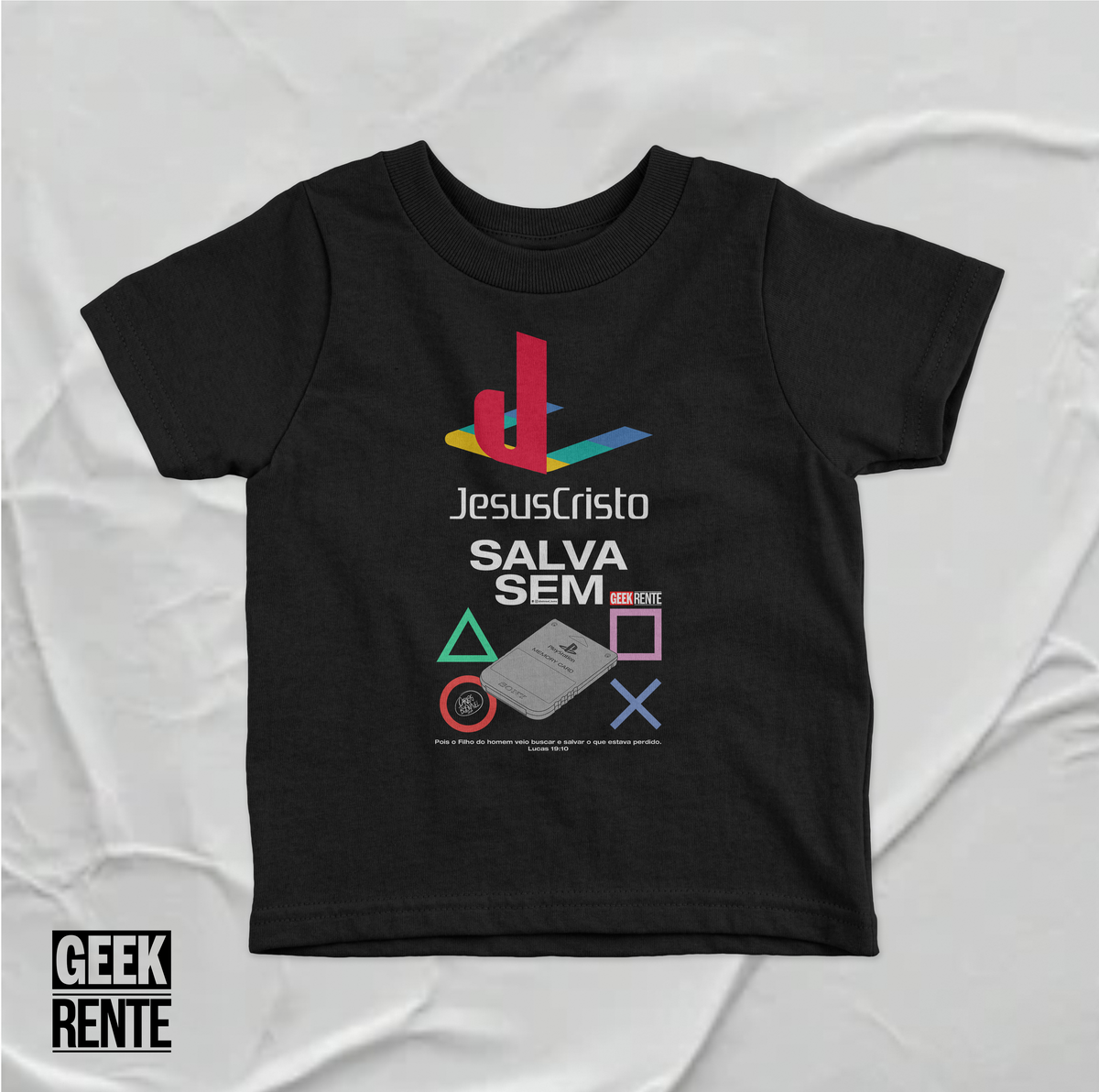 Nome do produto: Camiseta Infantil JESUS SALVA SEM MEMORY CARD