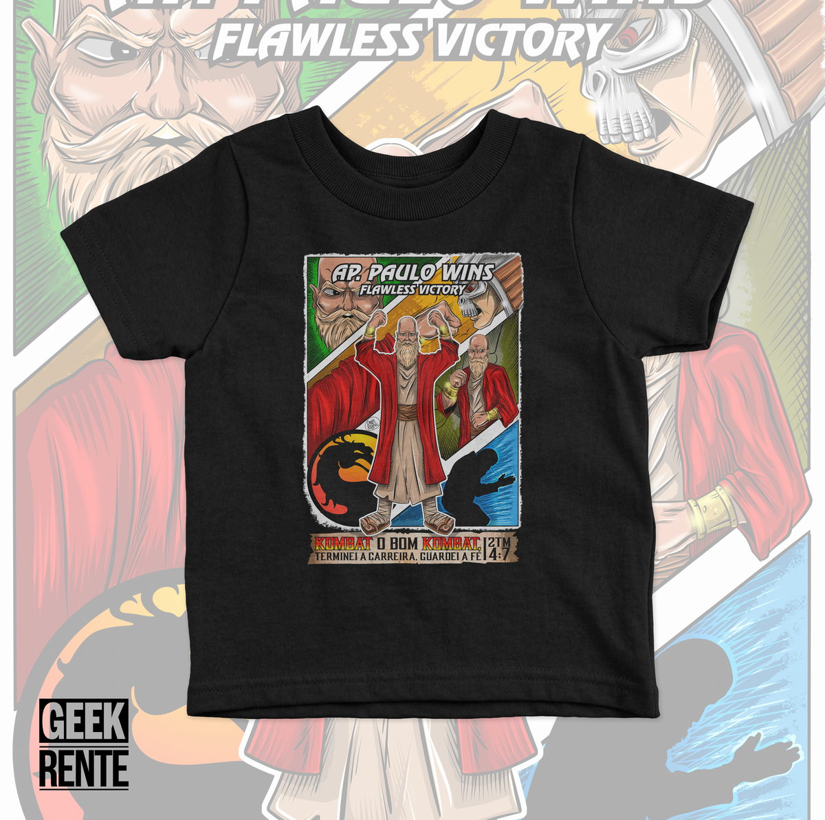 Nome do produto: Camiseta Infantil KOMBAT O BOM KOMBAT 2TM 4:7 APOSTOLO PAULO WINS