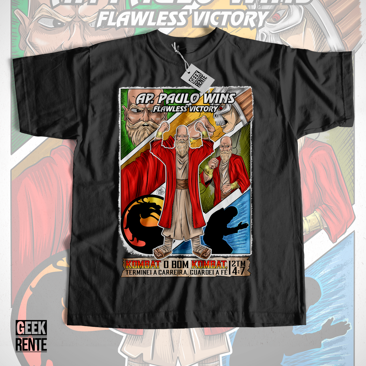 Nome do produto: Camiseta Masculina KOMBAT O BOM KOMBAT 2TM 4:7 APOSTOLO PAULO WINS