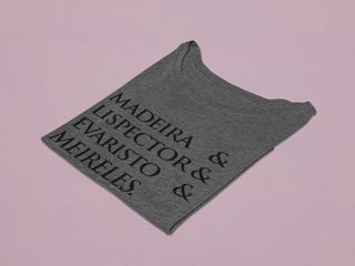 Nome do produtoCamiseta Masculina Estonada Madeira&Lispector&Evaristo&Meireles